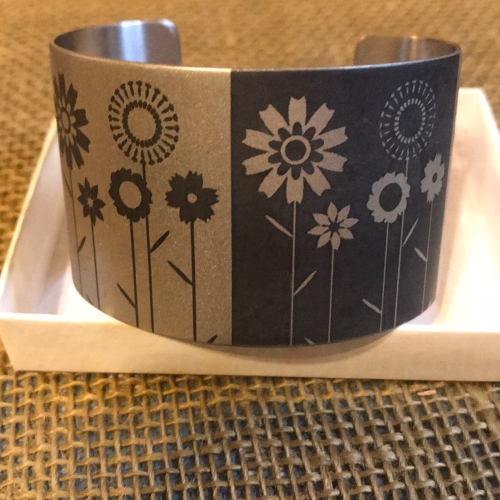 Silver floral cuff